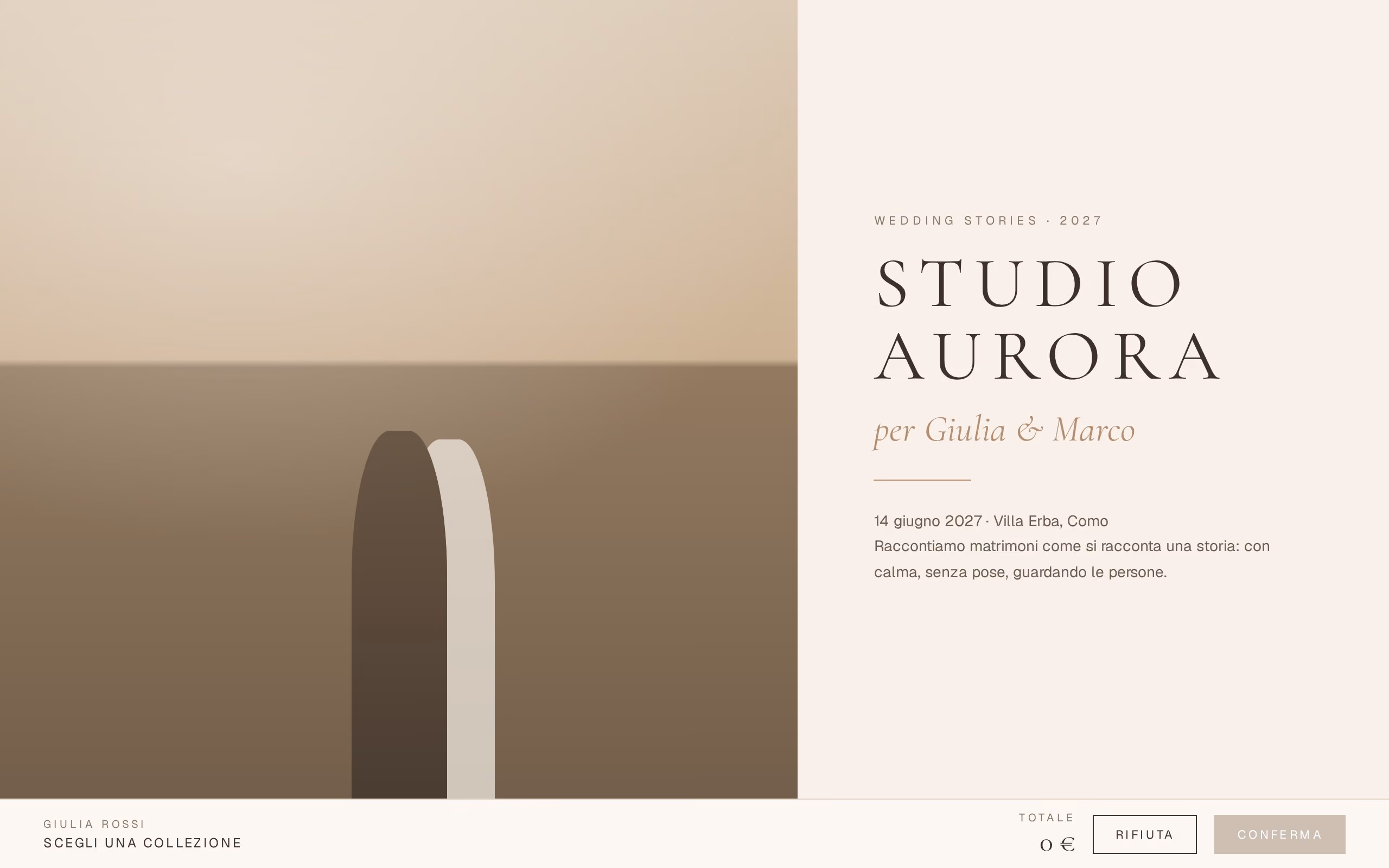 Il listino online visto dal cliente: la copertina con il nome dello studio